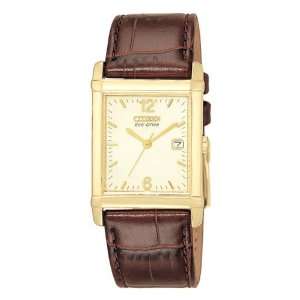 Watches  Citizen Mens Eco Drive Leather Gold Tone 