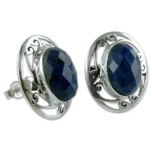  Lapis lazuli button earrings, Seductive Blue Jewelry