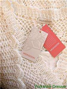 New MONSOON Ivory CLAUDIA CROCHET Knit Maxi DRESS S M L  