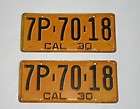 1930 california license plates pair original dmv clear 7p 70