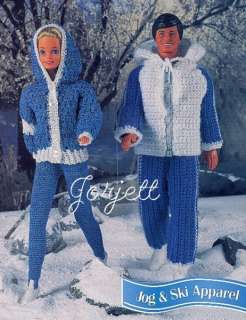 Jog & Ski Apparel, crochet patterns fit Barbie & Ken  