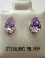 NEW Sterling Silver CZ Pear Stud 5mm Earrings 12 Colors  