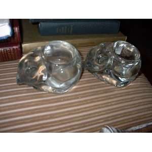   Indiana Glass Kitten Votive Candle Holders Set of 2 