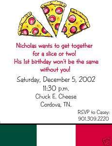 Pizza Pie Italian Party Birthday Invitations  