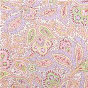 Moda Cotton Fabric Pastel Pink & Lavender Paisley BTY  