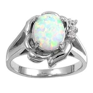  Sterling Silver Lab Opal Ring   3mm Band Width   15mm Face 