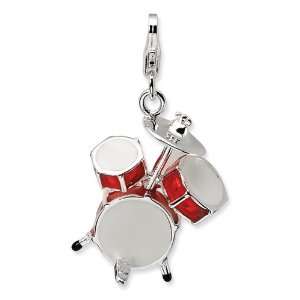   La Vita Sterling Silver 3 D Drum Set Charm with Lobster Clasp Jewelry