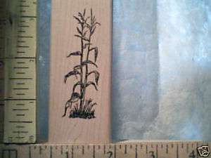 CORN STALK FARMING MAIZE sm WOOD MOUNTED rubber stamp  