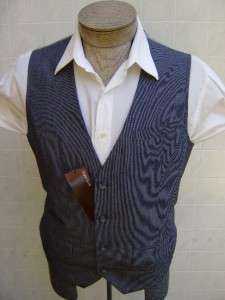 Perry Mens Dress Vest L Pinstripe Suit Coat Tuxedo Blue Ink White 