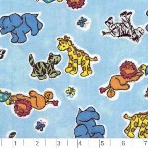  45 Wide Princess Flannel Baby Animals Blue Fabric By The 