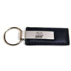 Subaru Impreza STi Black Leather Official Licensed Keychain Key Fob 
