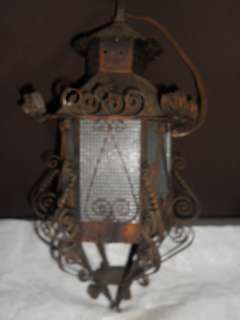 VINTAGE METAL ORNATE SHABBY PORCH LAMP LIGHT FIXTURE #2  