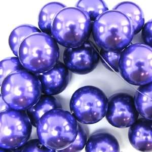  24mm purple plastic pearl round beads 9 strand 9 pc