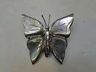 VINTAGE MEXICO MEXICAN STERLING SILVER BUTTERFLY PIN BROOCH ABALONE 