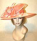   Kentucky Derby Blushy Pink Wide Brim Formal Dress Ascot Sinamay Hat