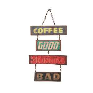 Quality Time Coffee Good, Morning Bad 4 Piece Rusted Tin 