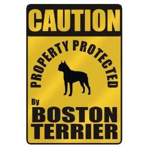   PROTECTED BY BOSTON TERRIER  PARKING SIGN DOG