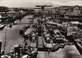 Ships at the Harbor of Brest, France   Old Postcard  