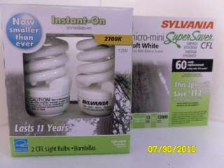 Sylvania Instant On 60W Micro Mini CFL Bulbs Twin Pack  