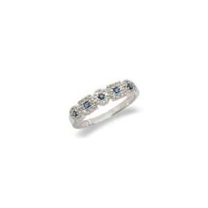  14K White Gold Diamond and Sapphire Ring Size 6.5 Jewelry