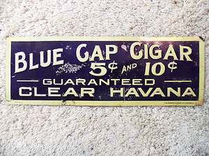 OLD VINTAGE BLUE 5 CENT HAVANA CUBAN CIGAR TIN SIGN  