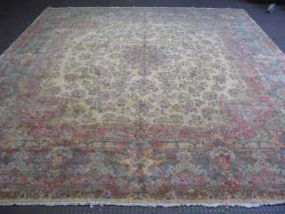 Vintage Kerman Persian Rug Hand Knotted Wool 12 7 x 14 7  