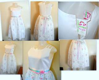 JellyBean Jr. Plus Size White Dress W/Flowers Brand New  
