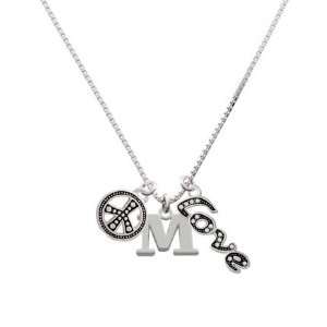   Large Silver Initial   M, Peace, Love Charm Necklace [Jewelry