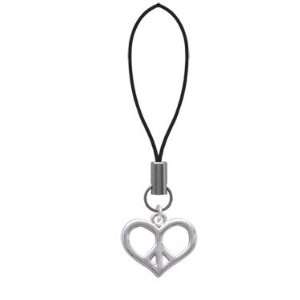    Silver Heart Peace Sign   Cell Phone Charm [Jewelry] Jewelry
