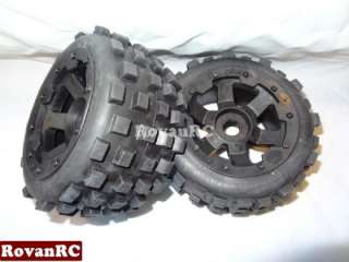 Rovan Rear Dirt knobby tires on new 6 spoke HD wheels fits HPI Baja 5B 