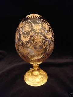 Faberge Amber Crystal Egg on Gilded Base  