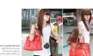   Women Lady Celebrity PU Leather Tote Handbag Lock Shoulder bag  