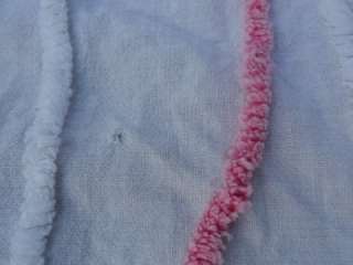Vtg Cotton Chenille Pink n Green Flower Bedspread Cutter?  