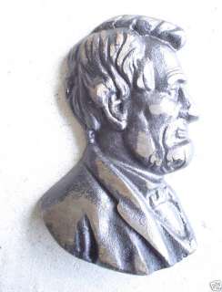 Cast Iron Abraham Lincoln Bust Wall Hanging LOOK  