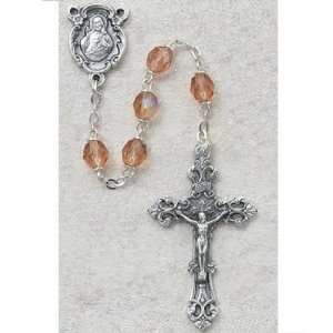   Catholic Rosary 875 RS/G 6mm Oxidized Silver Plated October Pink Rose