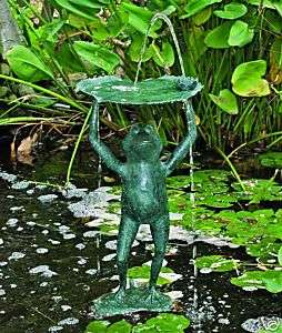 25 Lily Pad Lifter Frog Bird Bath Bronze Fountain  
