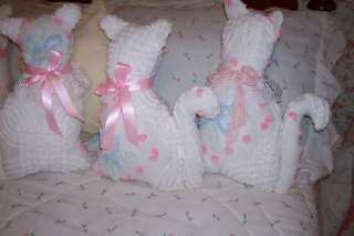 STUFFED SHABBY CHIC KITTENS MADE FROM VINTAGE CHENILLE  