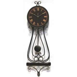 NEW Victorian Black Wrought Iron Pendulum Wall Clock  