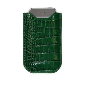   Sleeve, Genuine Crocodile Embossed Leather, Bottle Green Electronics