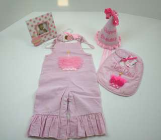   Birthday Cupcake Outfit Party Picture Frame Hat & Im One Bib  