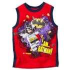 BATMAN LEGO Muscle Tee Shirt RED Size 7 NEW