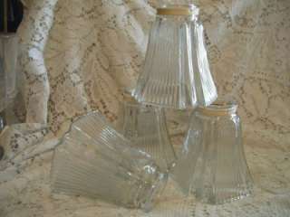 Vintage Square Clear Ribbed Glass Art Deco Lamp/Light Sconce/Shades 