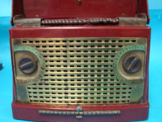   Zenith Radio Model 4G 800Z Zenette Duo Power Bakelite 1948 Red  