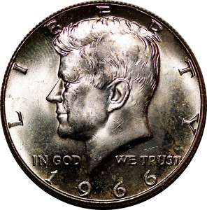 1966 50C 40% Silver JFK Half dollar BU to Gem Nice  