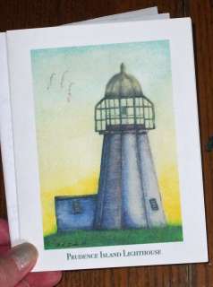 PRUDENCE ISLAND LIGHTHOUSE ART NOTE CARDS DONNA IDE  