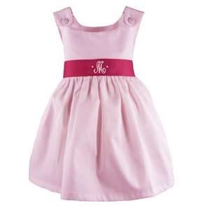 personalized pink pique dress   hot pink sash
