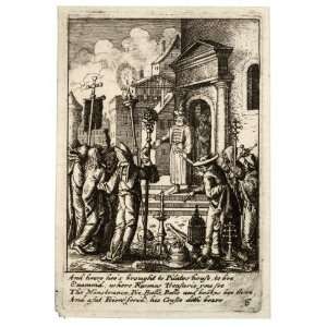   Card Wenceslaus Hollar   Jesus before Pilate 2