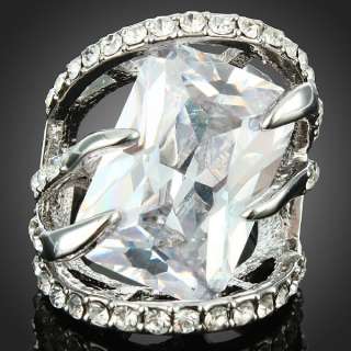   Radiant Gemstone Rhinestone Cocktail Party Ring Swarovski Crystal