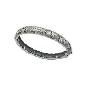   Silver Marcasite Filigree Bangle Bracelet   Gems Couture Jewelry