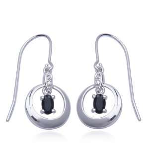    Sterling Silver Sapphire and Diamond Accent Round Earrings Jewelry